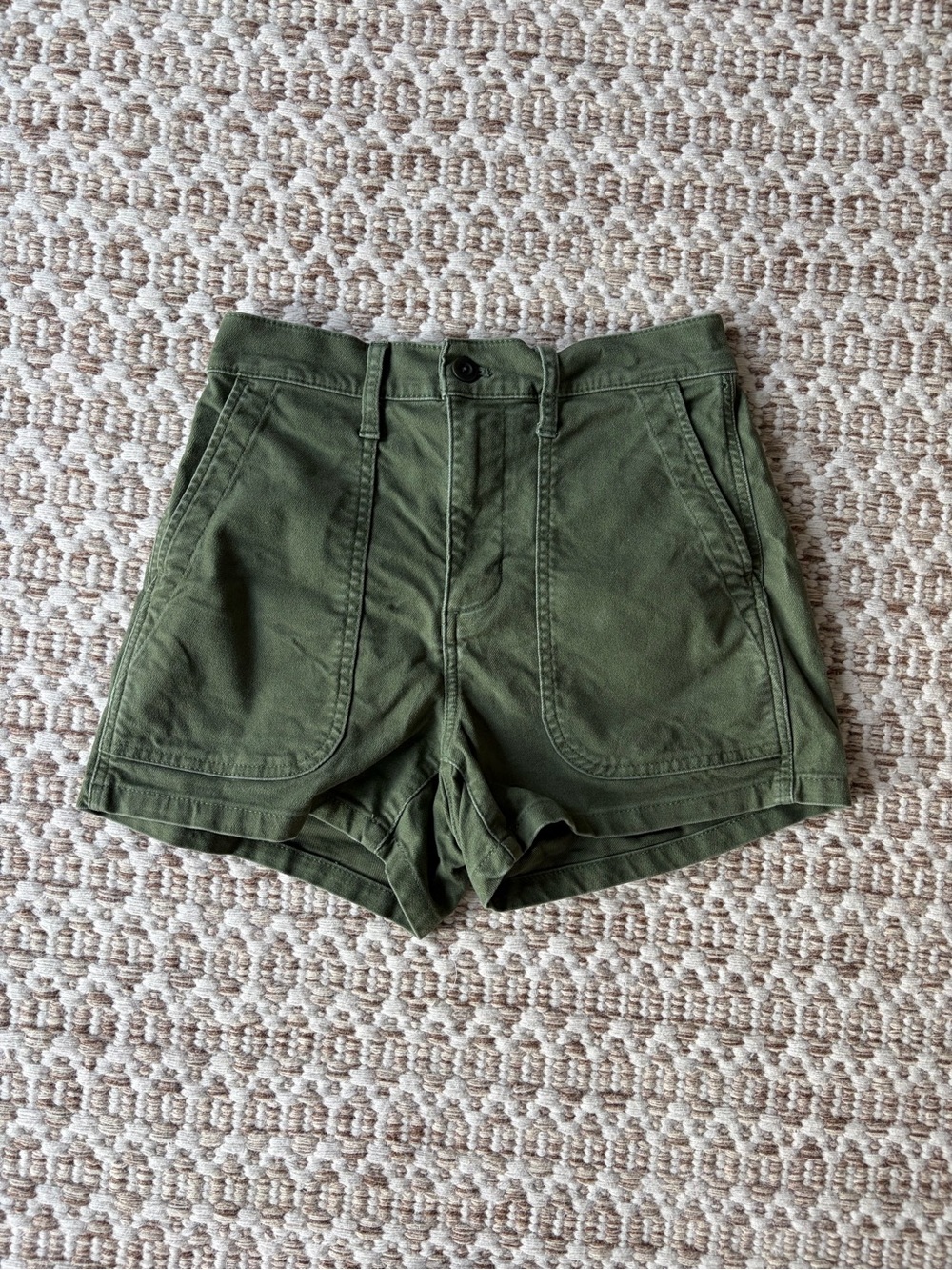 Madewell Olive Green High-Rise Utility Shorts